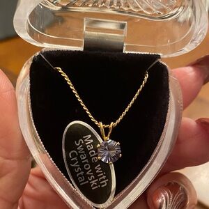 Swarovski Gold Necklace with Purple Crystal